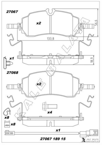 2775879 Колодки тормозные задние FORD TRANSIT CUSTOM 2023- KALE BALATA