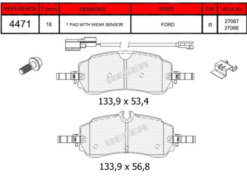 2775879 Колодки тормозные задние FORD TRANSIT CUSTOM 2023- BESER