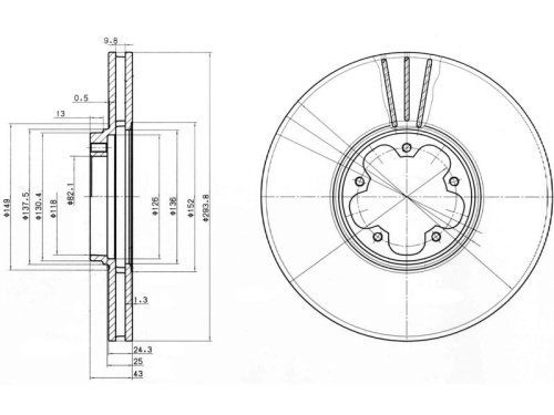 1738815 Диск тормозной передний FORD TRANSIT 2000-2006 DELPHI