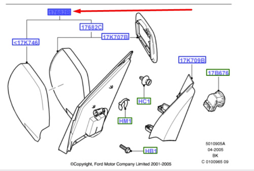 1315840 Зеркало правое FORD FIESTA 2001-2005 (Электро) ORIGINAL